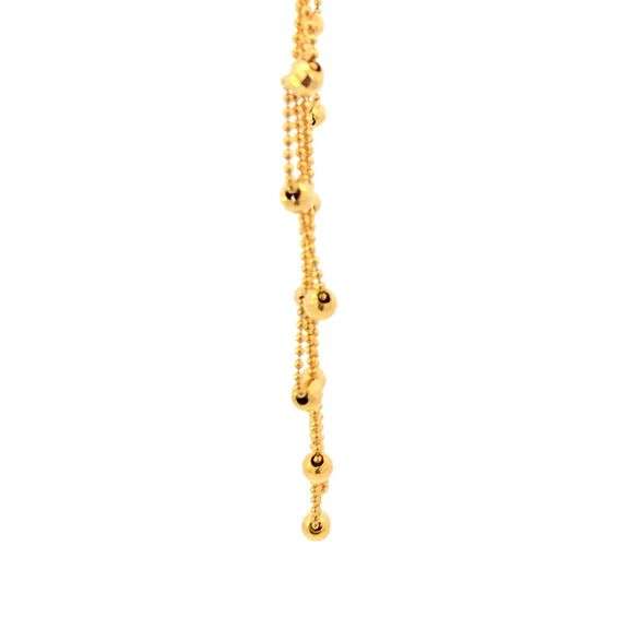 14K Yellow Gold Scalloped Ball Beaded Vintage Ornate Chain Necklace