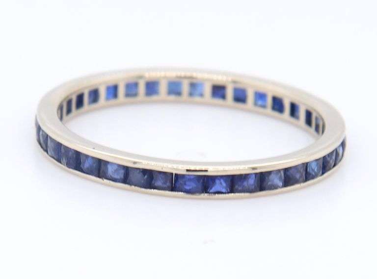 Vintage White Gold Blue Sapphire Eternity Band