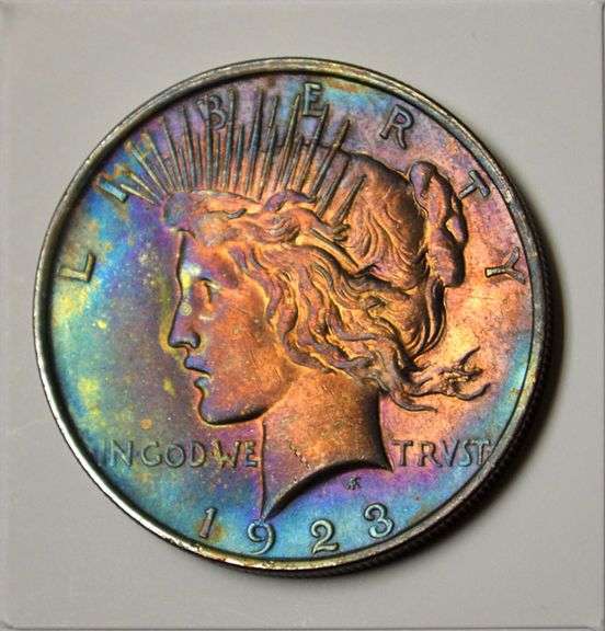 1923 Peace Silver Dollar Rainbow Toned