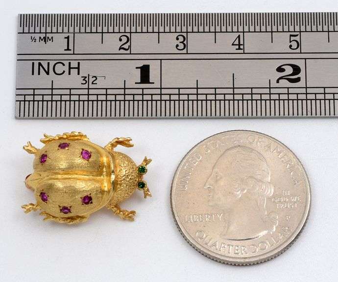 Cute 14k Beetle Brooch