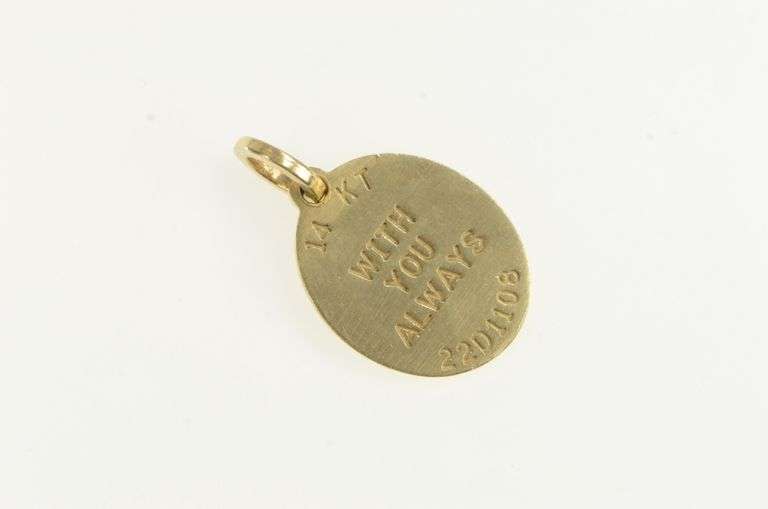 14K Yellow Gold With You Always Fingerprint Memory Charm/Pendant