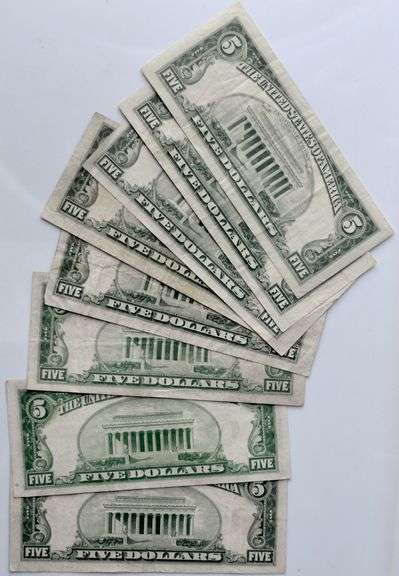 8 Different $ 5 FRN  Silver Certificates or US Notes