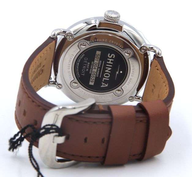Shinola The Runwell 47mm Quartz Black Dial on Brown Strap Watch
