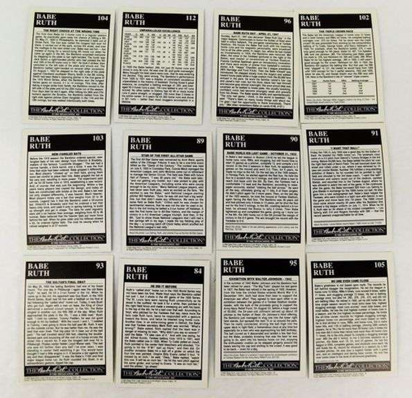 12 Babe Ruth Black/White Baseball Cards