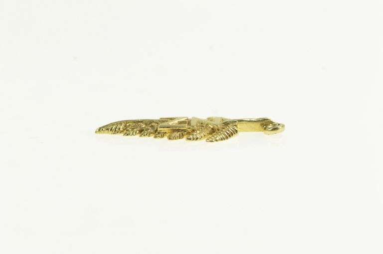 14K Yellow Gold NZ New Zealand Fern Leaf Travel Souvenir Charm/Pendant