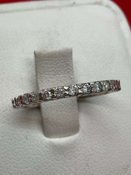 CERTIFIED 14K WHITE GOLD AND DIAMOND ETERNITY RING
