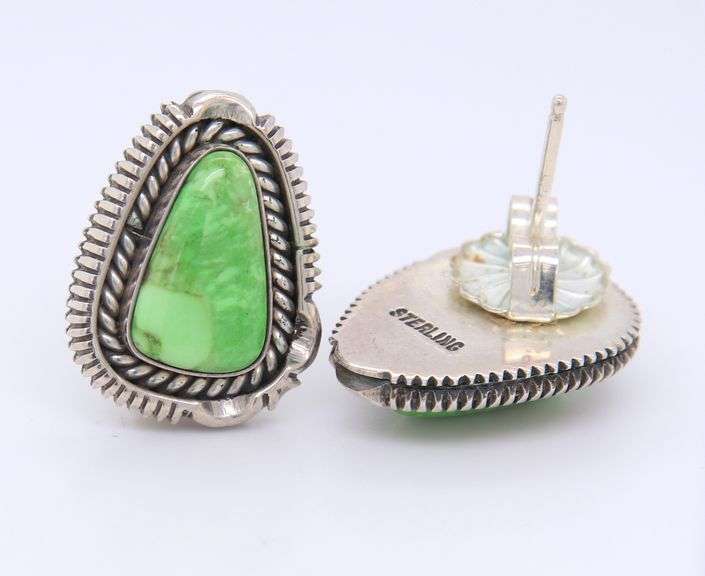 Sterling Silver Artie Yellowhorse Nevada Variscite Earrings