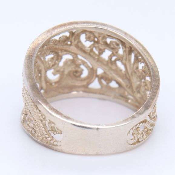 Sterling Silver Wide Filigree Band