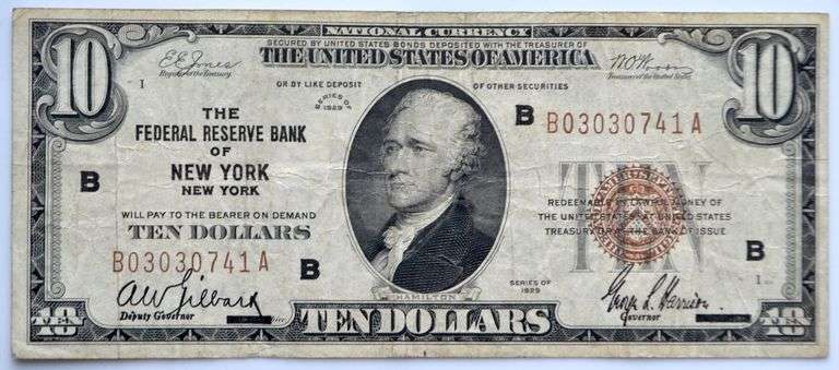 1929 Series National Currency $10 Federal Reserve Bank  of NY Type 1 Note