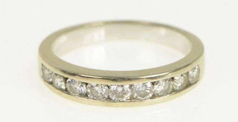 14K White Gold 1.00 Ctw Diamond Classic Wedding Band Ring