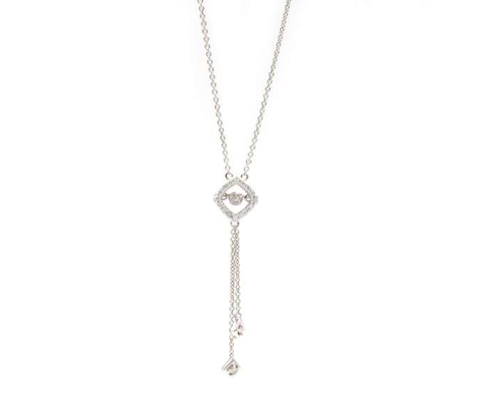 Diamond Accent Floating Dangle Necklace in Sterling Silver