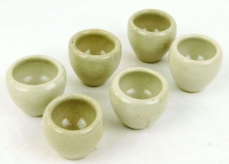 6 Vintage French Escargot Pottery Cups