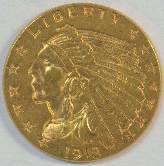 Lustrous BU 1913 US $2.50 Indian Gold Piece