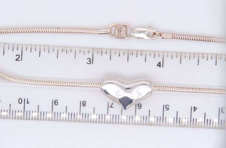 925 Sterling Silver Heart Shaped Pendant on Popcorn Chain