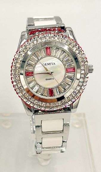 Gorgeous Ceramic and Gemstone Geneva Watch