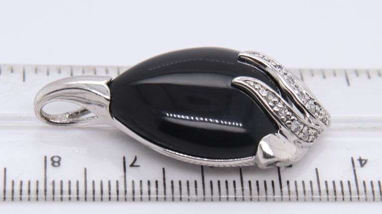 925 Sterling Silver Black Onyx Tear Shaped Pendant