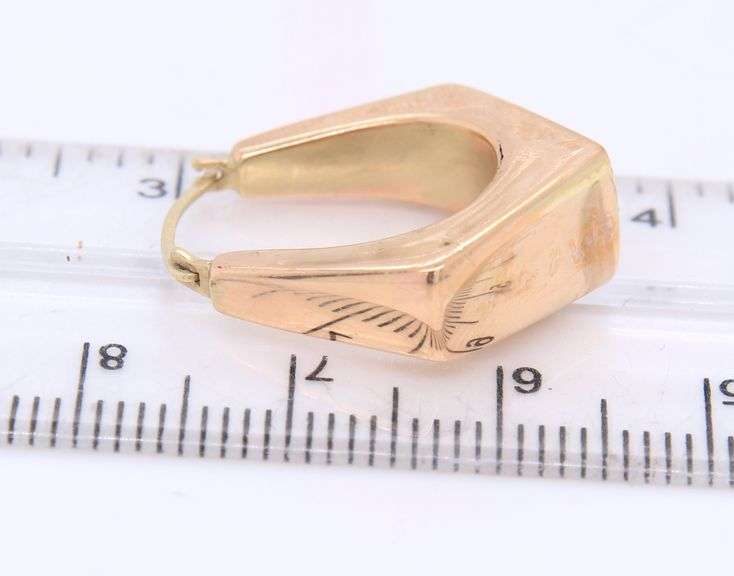Beautiful Yellow Gold Triangle Hoop Earrings