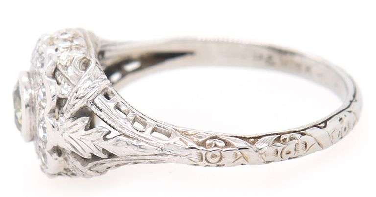 Vintage 0.75ctw Top Light Brown and White Diamond Frame Heirloom Ring in 18K