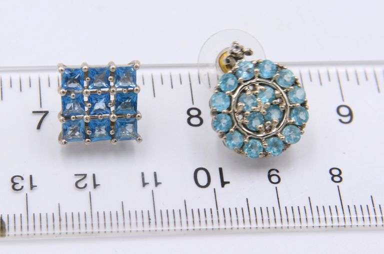 Group Lot of Vintage 925 Sterling Silver Blue Topaz Jewelry