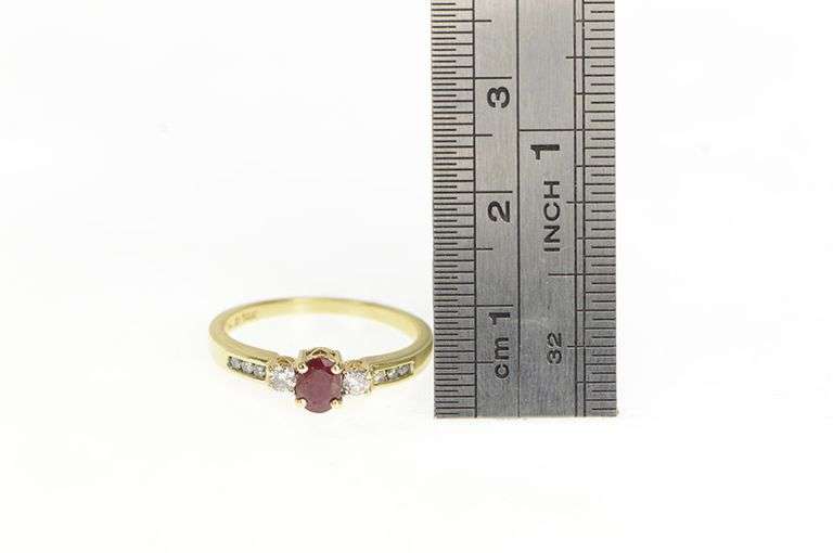 14K Yellow Gold Natural Ruby Diamond Accent Engagement Ring