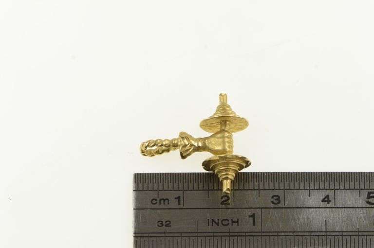 14K Yellow Gold 3D Dumbbell Weight Work Out Strength Charm/Pendant