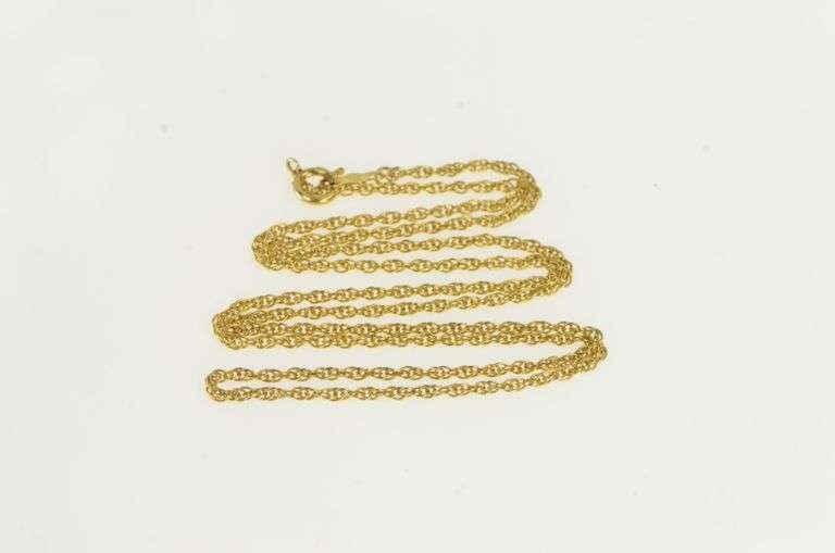 14K Yellow Gold 1.5mm Rolling Woven Link Spiral Chain Necklace