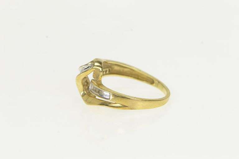 10K Yellow Gold Vintage Diamond Wave Classic Statement Ring