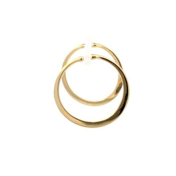 14K Yellow Gold 28.4mm Clip On Hammered Statement Hoop Earrings