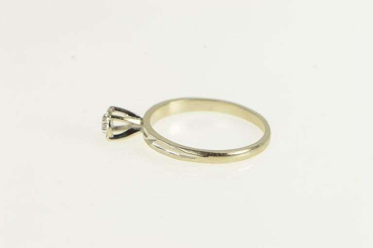 14K White Gold 1940's Diamond Classic Simple Promise Ring