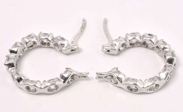 CZ Hoop Earrings In Sterling Silver