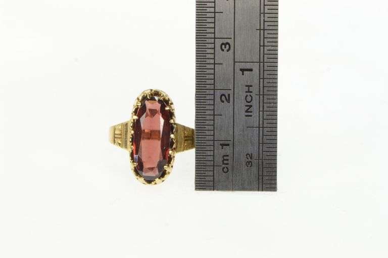 14K Yellow Gold Victorian Garnet Oval Elaborate Statement Ring