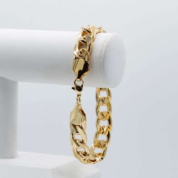 Sharp 60 Gram 14 Kt Gold Plated Figaro Bracelet