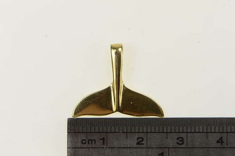 14K Yellow Gold Whale Tail Fluke Ocean Animal Motif Charm/Pendant