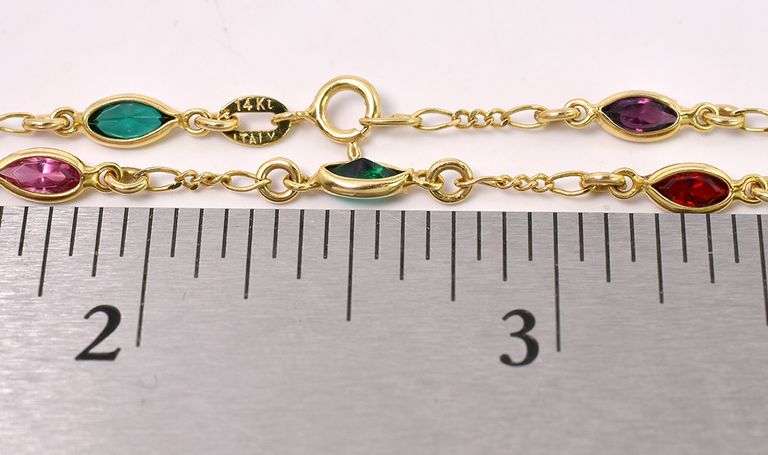 Enchanting Muti-Gem Necklace In 14K Yellow Gold