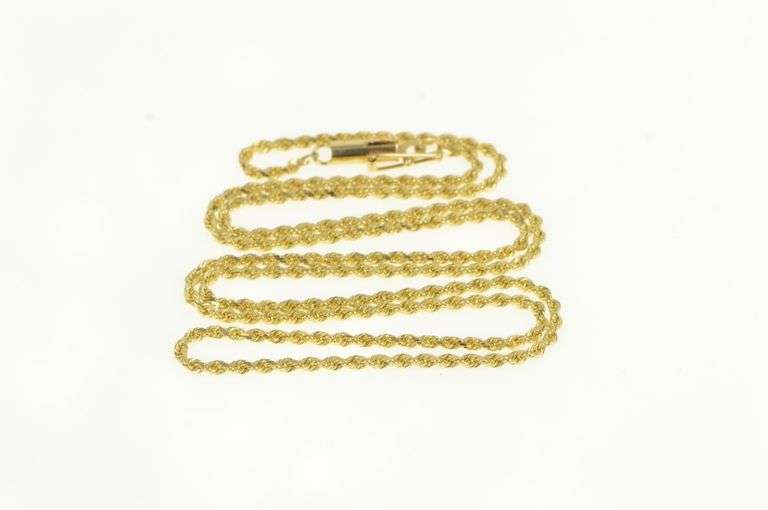 14K Yellow Gold 1.5mm Rope Link Vintage Woven Chain Necklace