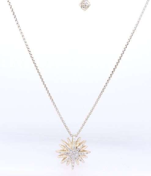 Trendy David Yurman Diamond Starbrust Pendant on Chain