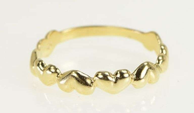 14K Yellow Gold Heart Love Symbol Vintage Love Band Ring