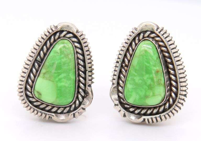 Sterling Silver Artie Yellowhorse Nevada Variscite Earrings