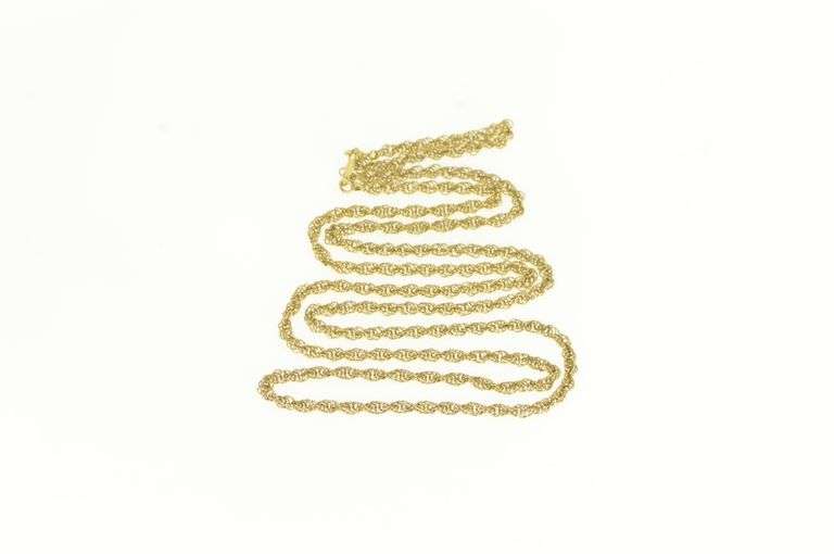14K Yellow Gold 2.0mm Woven Fancy Rope Link Vintage Chain Necklace