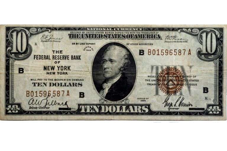 $10 1929 Series Brown Seal National Currency Note