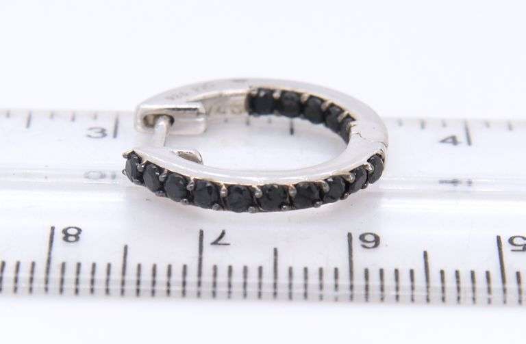 Pair of 2 Vintage 925 Sterling Silver Cubic Zirconia Hoop Earrings