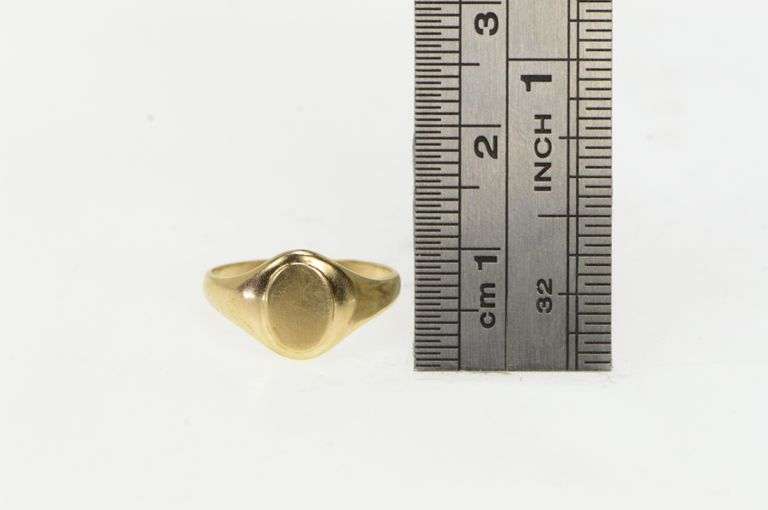10K Yellow Gold Oval Baby Signet Initial Name Childs Monogram Ring