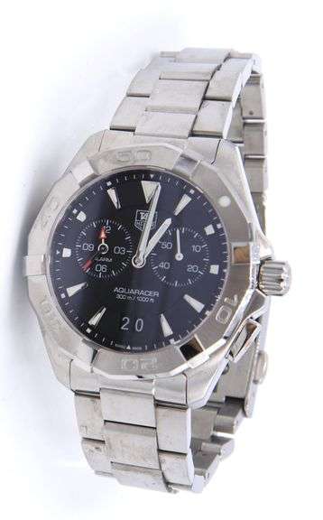 Tag Heuer Aquaracer Quartz Alarm 40mm Black Steel Watch