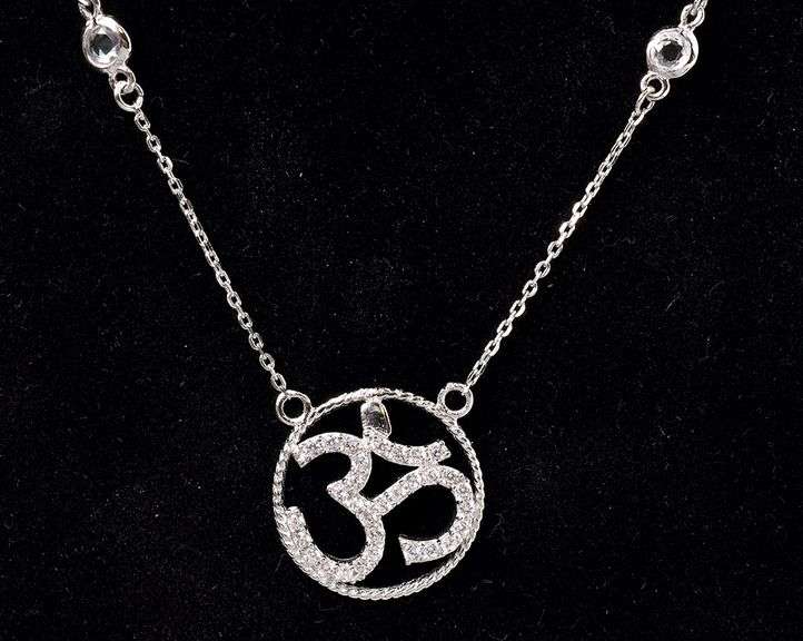 OM Pendant Necklace In Sterling Silver
