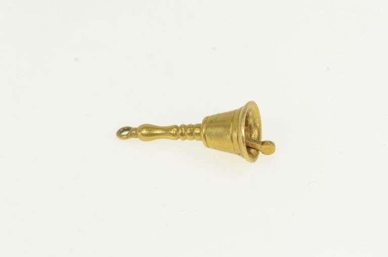 14K Yellow Gold 3D Articulated Hand Bell Vintage Charm/Pendant