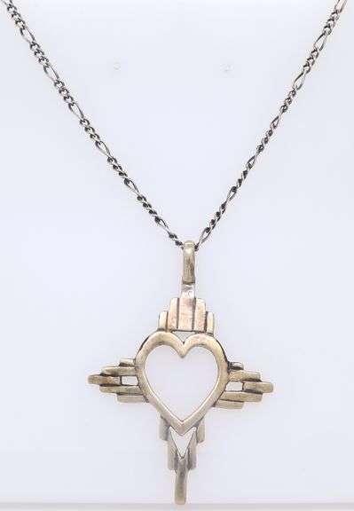 Vintage Cross Heart Shaped Pendant on Chain