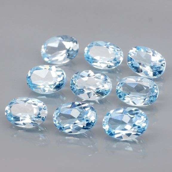 Matched! 9 piece 8.88ct full fire sky blue Topaz set