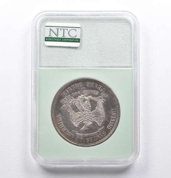 AU55 1873-CC Seated Liberty Trade Dollar NTC