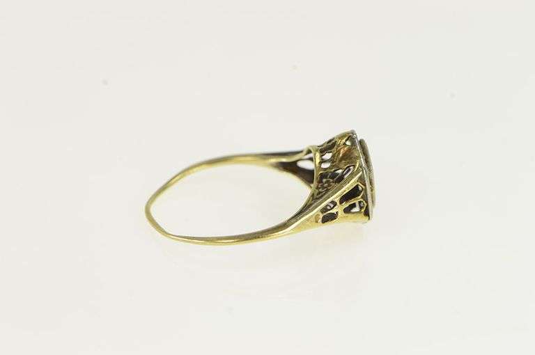 14K Yellow Gold 5.0mm Art Deco Ornate Engagement Setting Ring