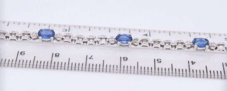 Handsome White Gold Blue Sapphire Link Bracelet